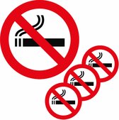 Trendoz Sticker verboden te roken 10.5 cm vierkant - Niet roken - Set 4x stuks
