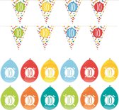 Haza - Verjaardag 10 jaar feestartikelen pakket vlaggetjes/ballonnen