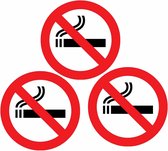 sticker verboden te roken 14.8 cm rond - 3 st - Niet roken - Verbodsborden