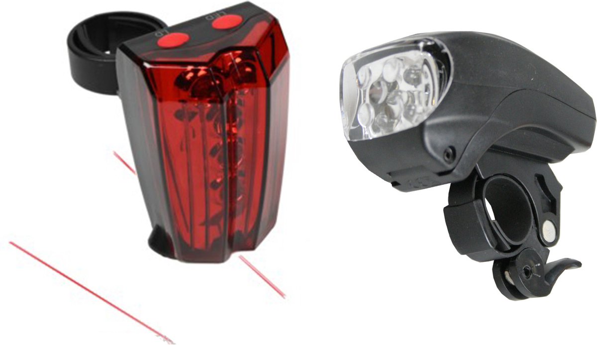 Benson Fietsverlichting set - voor/achterlicht fiets - LED + Laser
