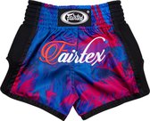 Fairtex Muay Thai Shorts voor Kinderen - "Summer" - Blauw/Zwart/Rood - 8-10 jaar