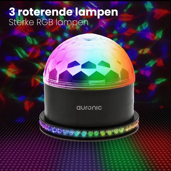 Auronic Roterende Discolamp - Discobal - LED - Afstandsbediening en Muziekgestuurd - Kinderen/Volwassenen - Auronic