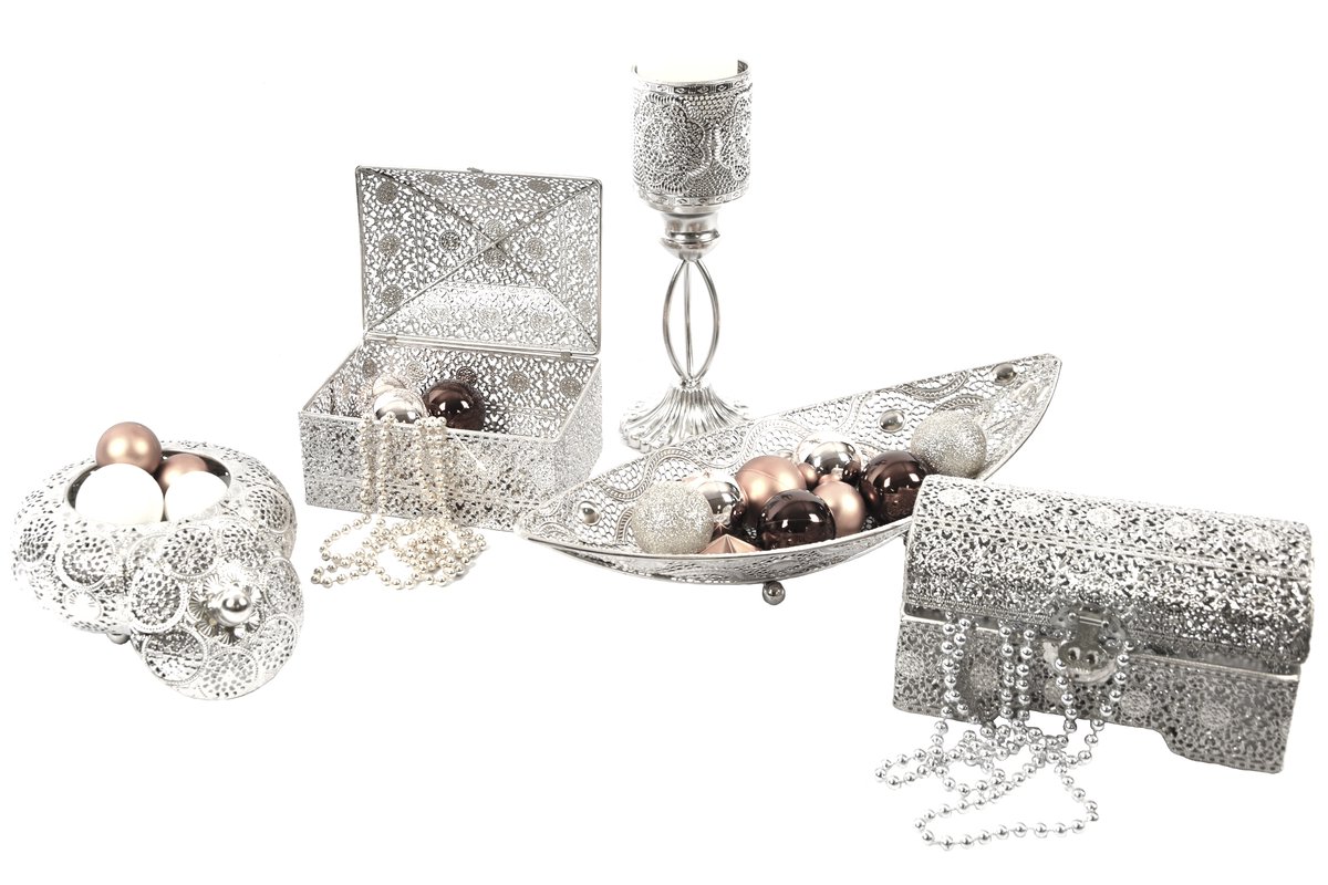 Set van 5 prachtig oosterse stijl |Juwelendoosje | bewaarblik | Juwelenkistje | Sieradenkistje | Kaarsenhouder | kandelaar metaal