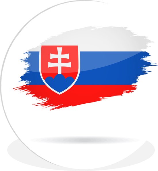 WallCircle - Wandcirkel - Muurcirkel Binnen - Illustratie van de vlag van Slowakije - 30x30 cm - Wanddecoratie - Ronde Schilderijen