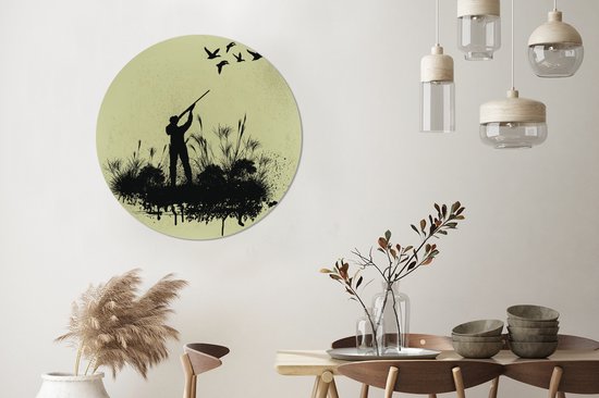 Une illustration d'une chasse aux canards Cercle mural aluminium ⌀ 90 cm - impression photo sur cercle mural / cercle vivant / cercle de jardin (décoration murale)