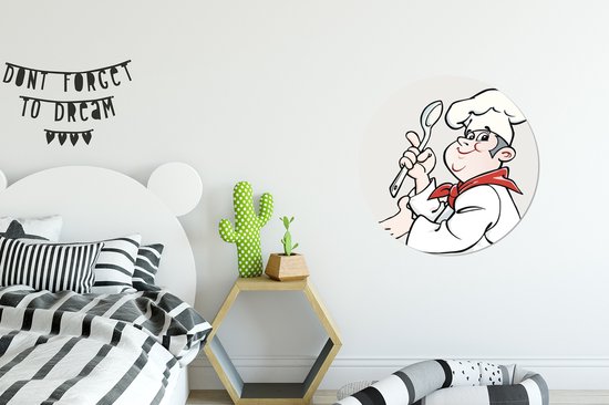 Une illustration d'un cuisinier à la cuillère Cercle mural aluminium ⌀ 60 cm - impression photo sur cercle mural / cercle vivant / cercle de jardin (décoration murale)