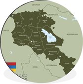 WallCircle - Wandcirkel - Muurcirkel - Een illustratie van een groene kaart van Armenië - Aluminium - Dibond - ⌀ 60 cm - Binnen en Buiten