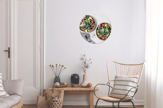 Cercle mural Two Fresh Salads aluminium ⌀ 30 cm - impression photo sur cercle mural / cercle vivant / cercle jardin (décoration murale)