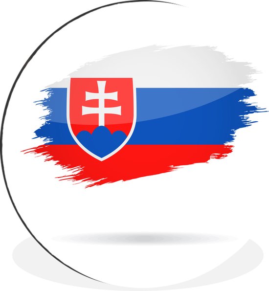 WallCircle - Wandcirkel - Muurcirkel - Illustratie van de vlag van Slowakije - Aluminium - Dibond - 90x90 cm - Binnen en Buiten