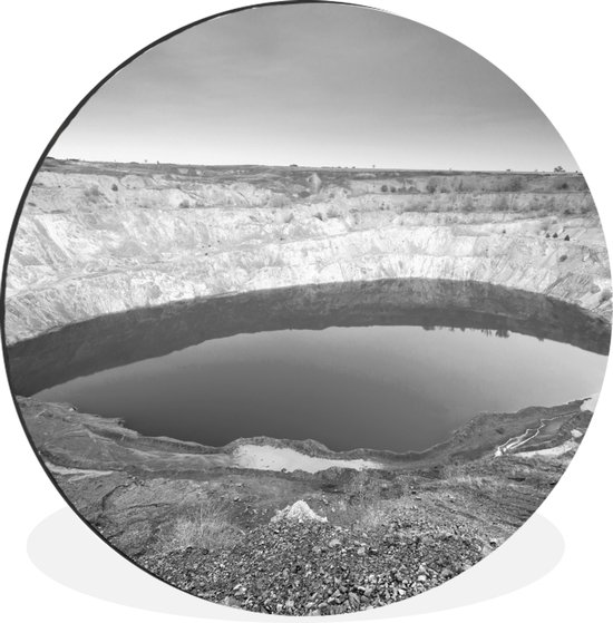 WallCircle - Wandcirkel - Muurcirkel - Helder water in Burgaars berggebied - Zwart-Wit - Aluminium - Dibond - 30x30 cm - Binnen en Buiten