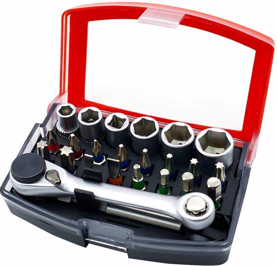 24-delige bit en socket set in kunststof doos | bol