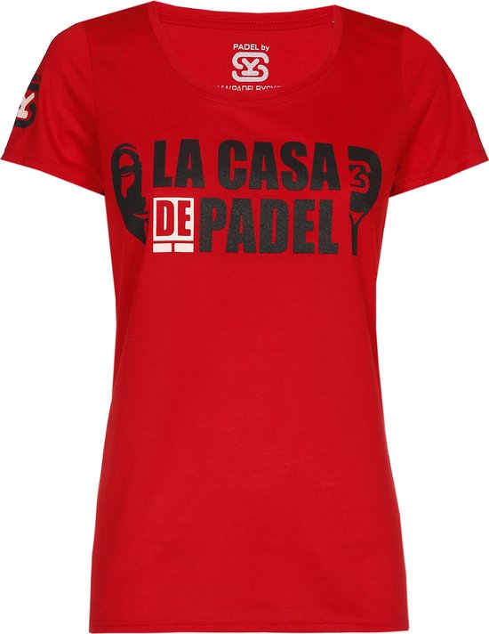 PADELbySY - PADEL - LA CASA DE PADEL - T-SHIRT LADIES - RED - SIZE S