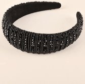 Nerissa- Haarband met Steentjes - Diadeem Dames -Haaraccessoires Bruiloft- Zwart