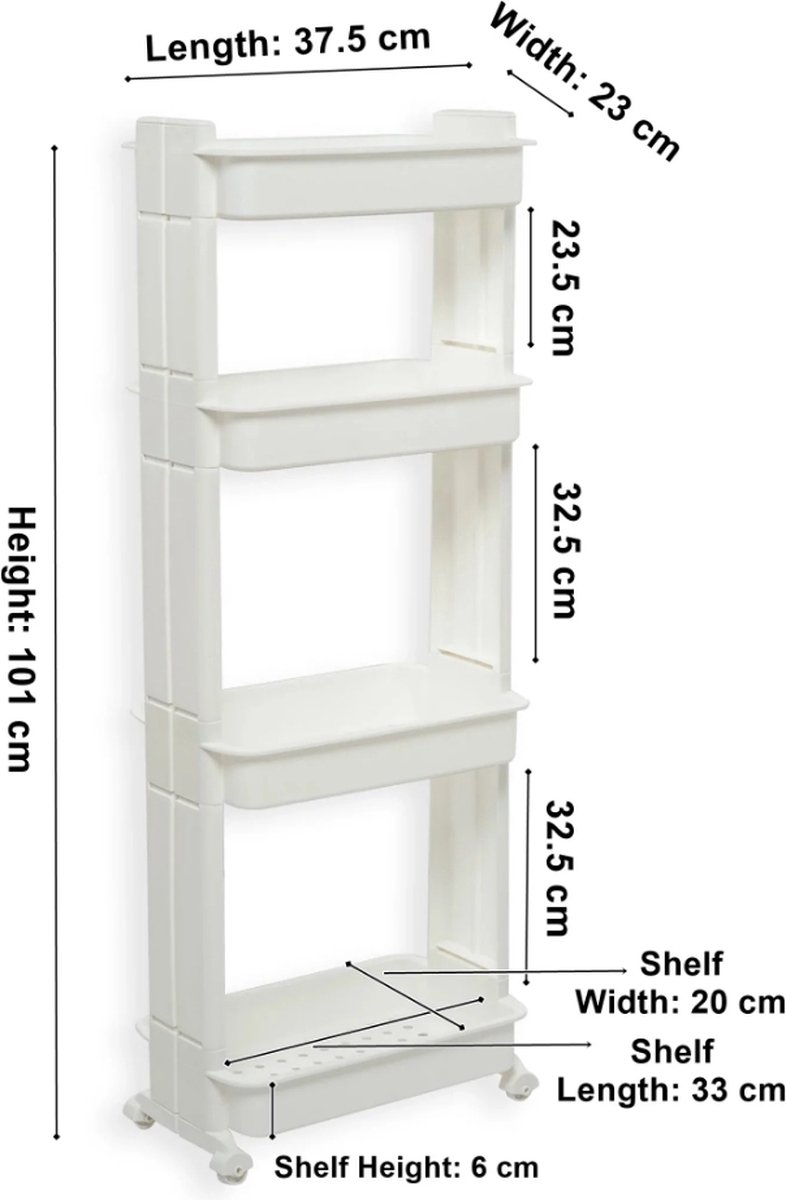 Decopatent® Smal Keukenrek Opbergrek 4 Laags Op Wieltjes Met Vakken - Smalle Kast Keukentrolley Met Wielen Badkamer Nisrek 3 Decopatent® Smal Keukenrek Opbergrek 4 Laags Op Wieltjes Met Vakken - Smalle Kast Keukentrolley Met Wielen Badkamer Nisrek 3