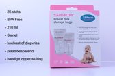 Moedermelk bewaarzakjes - borstvoeding bewaarzakje - 210 ml - 25 stuks - steriel - makkelijk etiketteren