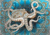 Fotobehangkoning - Behang - Vliesbehang - Fotobehang Mozaiek - Zen Octopus - 200 x 140 cm