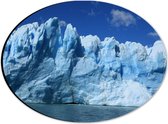 WallClassics - Dibond Ovaal - IJsbergen met Water en Zon - 28x21 cm Foto op Ovaal (Met Ophangsysteem)