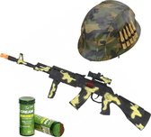 Leger soldaten verkleed set volwassenen - Helm/Machinegeweer/schminkstift