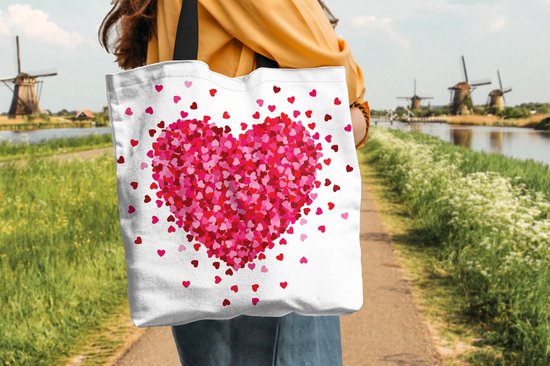 Sac bandoulière - Sac de plage - Shopper Une illustration d'un coeur entouré de coeurs - 45x45 cm - Sac en coton
