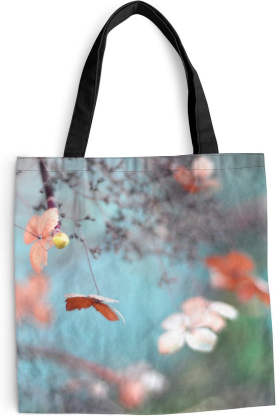 Sac bandoulière - Sac de plage - Shopper Hortensia rose saumon - 45x45 cm - Sac coton