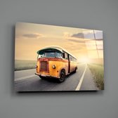 Insigne | Glasschilderij | School Bus | 110x70CM  Gehard glas| Wanddecoratie | Modern | Art  |