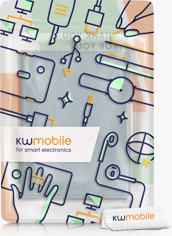 kwmobile e-reader hoesje geschikt voor Kobo Aura H2O Edition 1 hoes - E reader flip case met magneetsluiting - Ereader cover - Denim design in lichtblauw van Merkloos — afbeelding 3