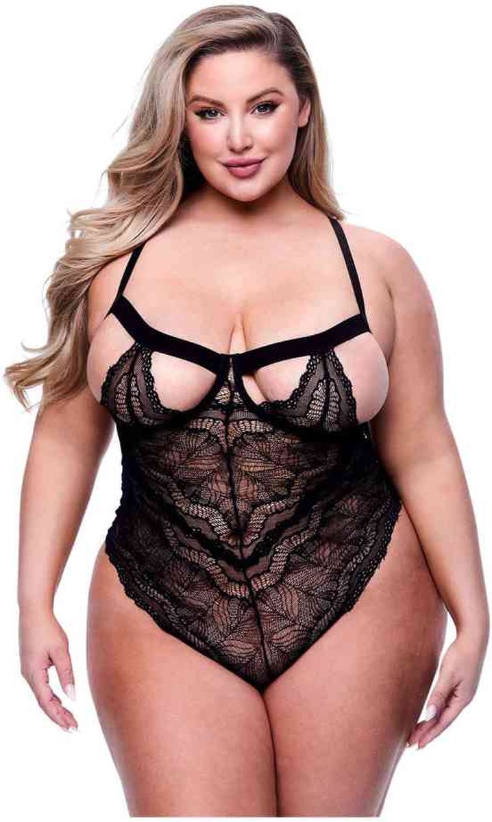 SEXY STRAPPY LACE TEDDY BLACK, QUEEN