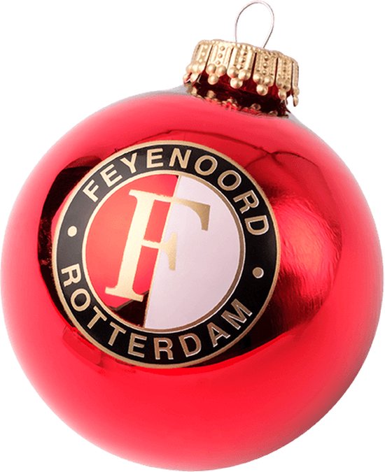Feyenoord Kerstballen, 2 stuks, rood bol