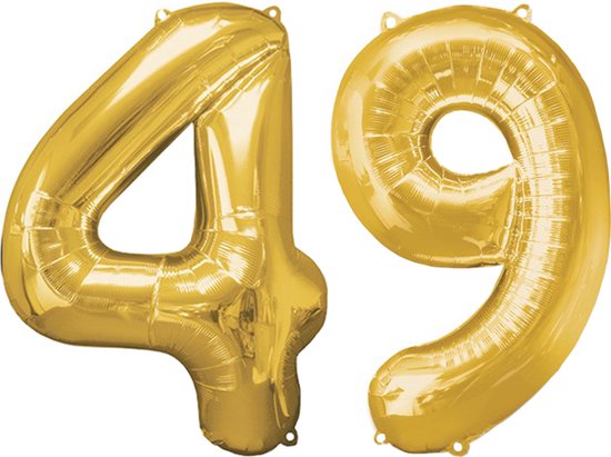 Versiering 49 Jaar Ballon Cijfer 49 Verjaardag Versiering Folie Helium Ballonnen Feest Versiering XL Formaat Goud - 86Cm