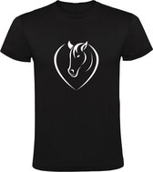 Paard logo hartje | Heren T-shirt | dier | horse | dierendag | pony | manege | Zwart
