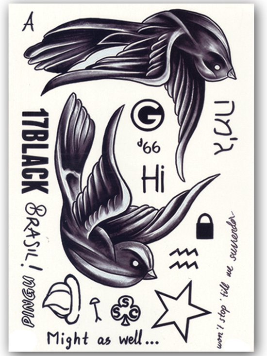 2 Blätter Temporäre Fake Tattoos – Eule, Hirsch & Vogel-Motive, Ca. 20x12 Cm, Wasserfest & Hautverträglich