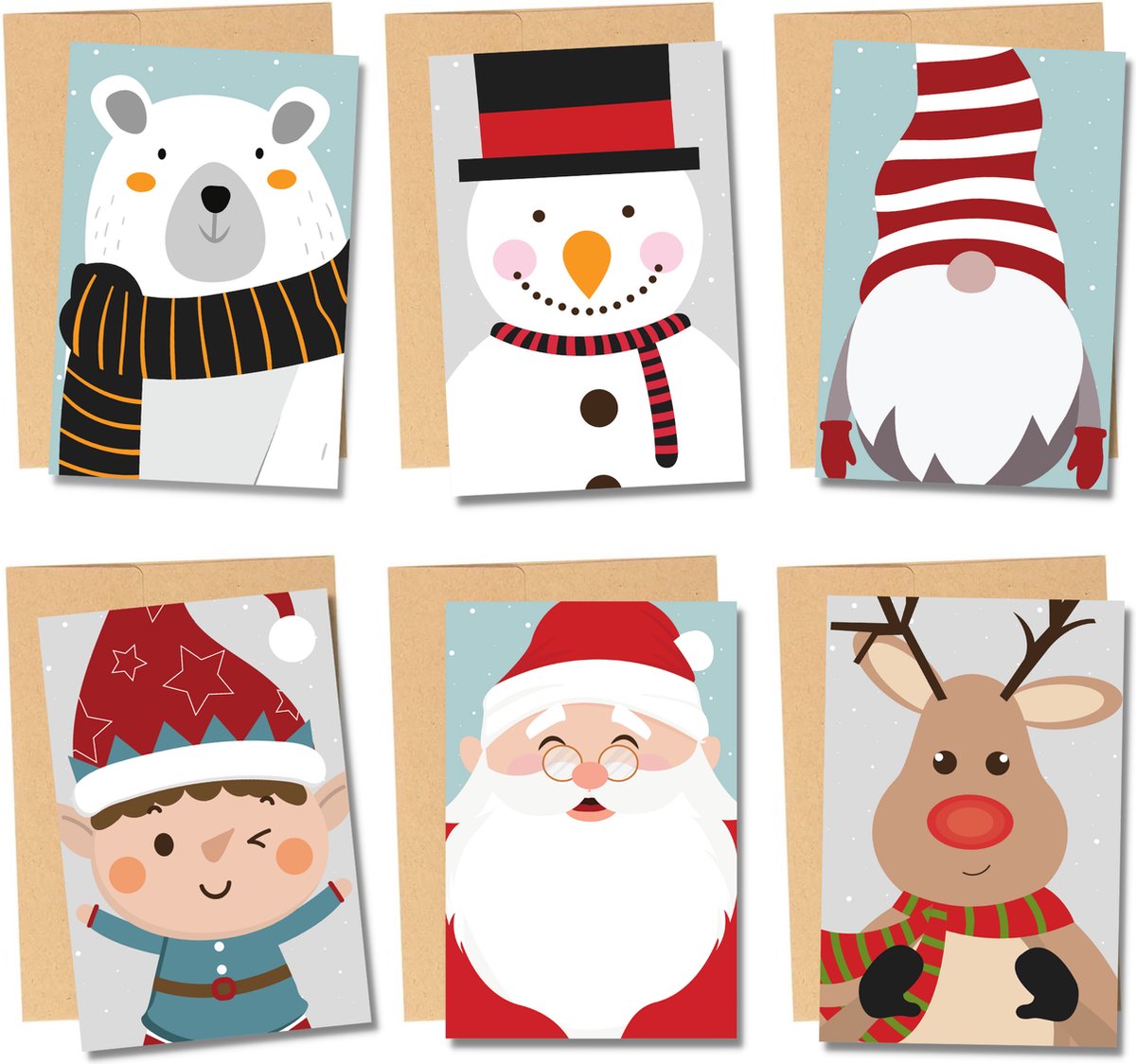 Partizzle 36x Leuke Kerstkaarten met Enveloppen Set - Leuke Wenskaarten Versturen - Ansichtkaarten Kerst 2025 - 15x10 cm