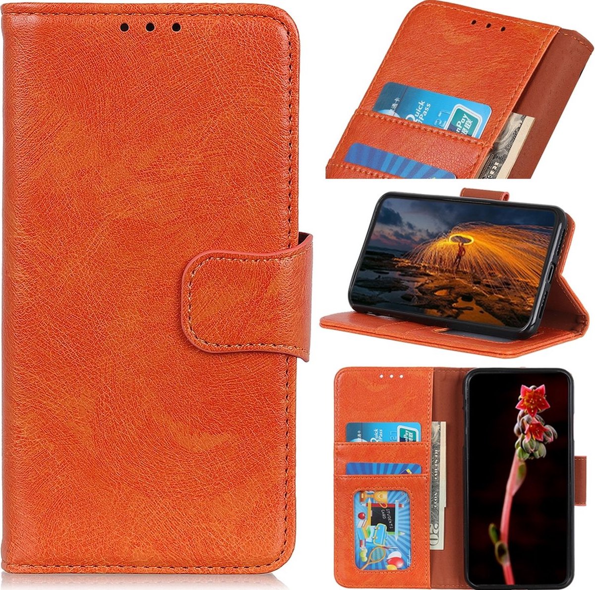 Mobigear Telefoonhoesje geschikt voor Nokia G60 5G Hoesje | Mobigear Classy Bookcase Portemonnee | Pasjeshouder voor 2 Pasjes | Telefoonhoesje voor Pinpas / OV Kaart / Rijbewijs - Oranje
