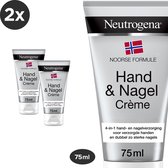 Neutrogena Hand & Nagel crème, voedende handcrème voor intensieve hydratatie van de handen en verzorging van de nagels, 2 x 75 ml