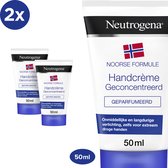Neutrogena handcrème geparfumeerd, Noorse formule, voedende en beschermende crème voor droge en beschadigde handen, 2 x 50 ml