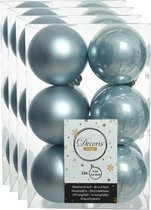 48x stuks kunststof kerstballen lichtblauw 6 cm - Mat/glans - Onbreekbare plastic kerstballen