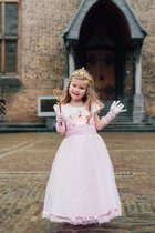 Prinsessenjurk Meisje - Verkleedjurk Meisje - Roze Jurk - maat 98(100) - met pailletten kroon - Inclusief accessoires - Feestjurk - Communiejurk