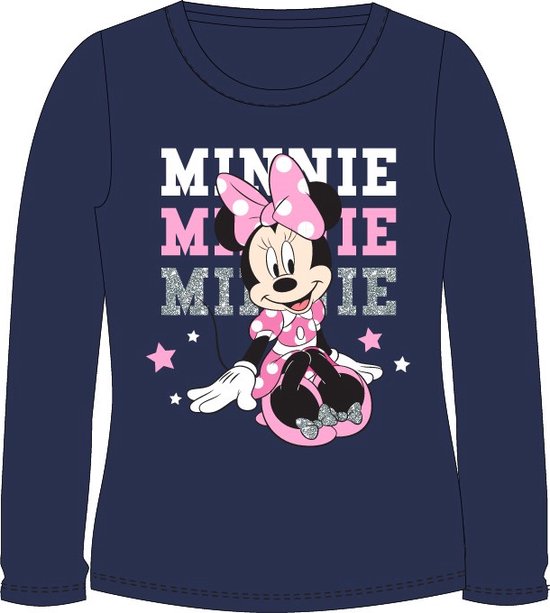 Minnie Mouse longsleeve shirt met glitternaam donker blauw maat 128