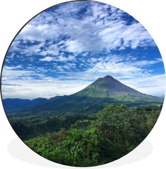 WallCircle - Wandcirkel - Muurcirkel - Bewolkte lucht boven de Costa-Ricaanse Arenal-vulkaan - Aluminium - Dibond - ⌀ 90 cm - Binnen en Buiten
