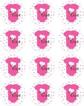 12 Sluitzegels It's A Girl - Geboorte Meisje - 12 Stickers Baby Roze Hemdje- Sluitzegel Geboortekaartje - Sticker Envelop Felicitatie - Bedankje Geboorte Meisje - Traktatie Geboorte Meisje