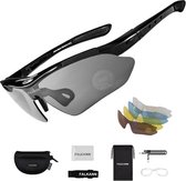 Falkann Basics - fietsbril / sportbril set + 5 verwisselbare lenzen incl. gepolariseerde Lens - Zwart