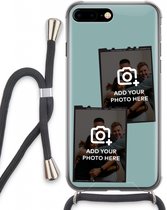 Gepersonaliseerd - Case Company® - iPhone 8 Plus hoesje met Koord - Polaroid Zwart - Telefoonhoesje met Zwart Koord - Extra Bescherming aan alle Kanten en Over de Schermrand