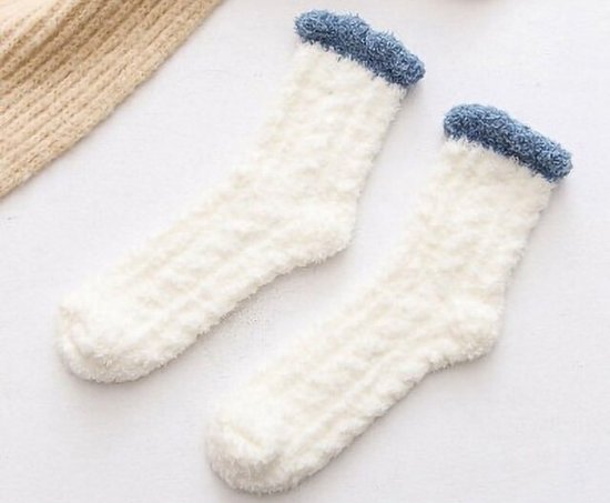 Sokken - Huissokken Dames - Slofsokken - Bedsokken - Dikke Sokken - Wollen Sokken - 2 Paar - Wit