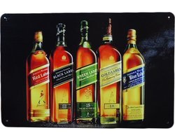 Wandbord - Johnnie Walker - Metalen wandbord - Mancave - Mancave decoratie - Metalen borden - Metal sign - Bar decoratie - Tekst bord - Wandborden – Bar - Wand Decoratie - Metalen bord - UV bestend Image