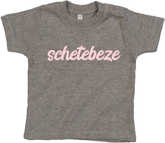 T-Shirt Schetebeze Grijs/Roze 6-12 mnd