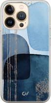 Hoesje geschikt voor Apple iPhone 13 Pro - Blue Abstract Shapes - Bloemen - Blauw - Apple Soft Case Telefoonhoesje - TPU Back Cover - Casevibes