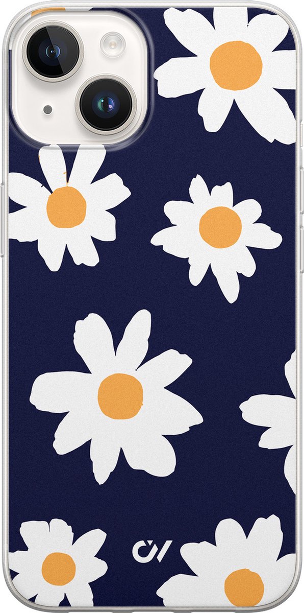 Hoesje geschikt voor Apple iPhone 14 - Sweet Daisies - - Blauw - Apple - Casevibes