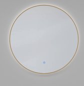 Saqu Cerchio Ronde Spiegel - met LED Verlichting - Ø 80 cm - Voorgemonteerd - Messing - Badkamerspiegel - Wandspiegel