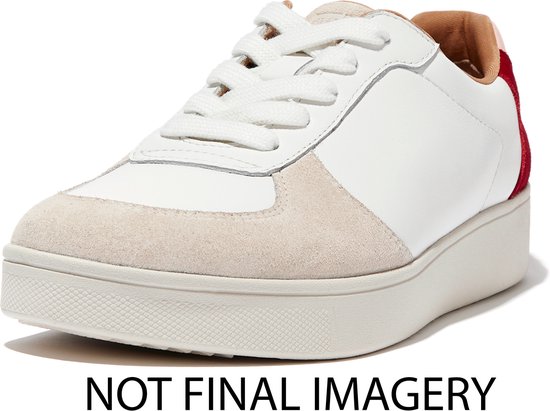 FitFlop Rally Leather/Suede Panel Sneakers WIT - Maat 36