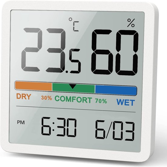 Thermomètre d'ambiance - Thermomètre numérique - Humidimètre - Thermomètre d 'intérieur | bol.com